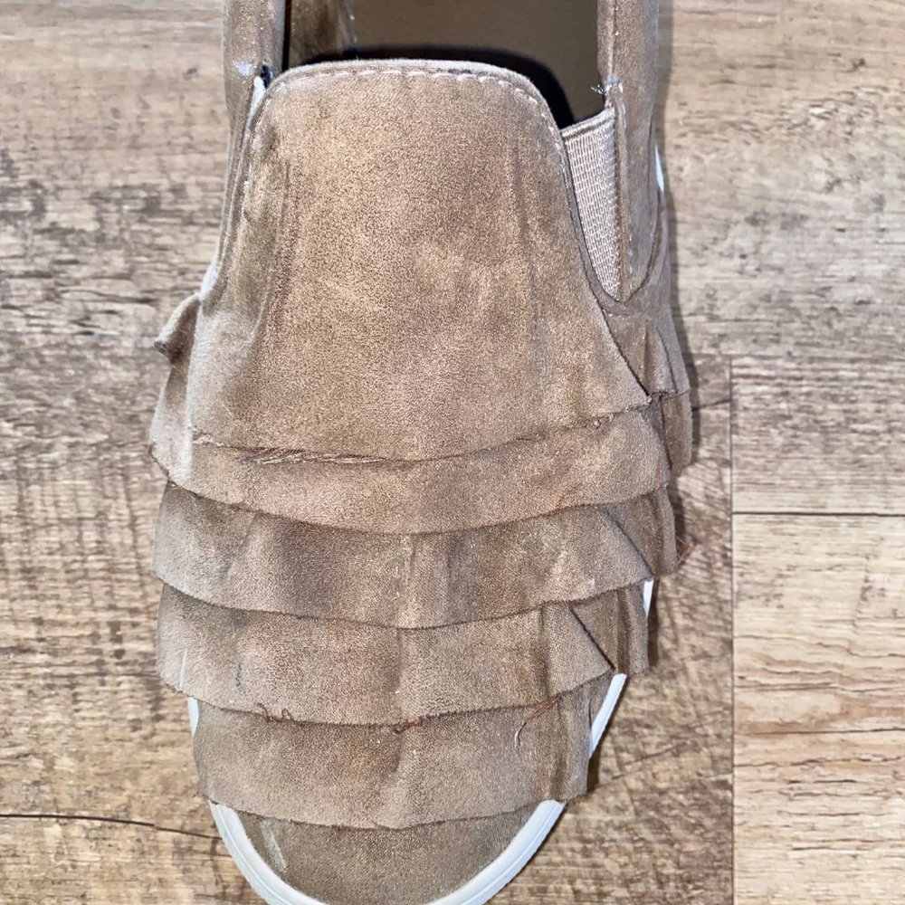 Tan Ruffle Slip-Ons - Picture 3 of 3